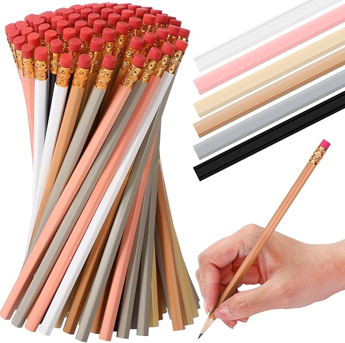 TecUnite 120 Pcs #2 HB Pencils with Eraser,Morandi Boho Colors