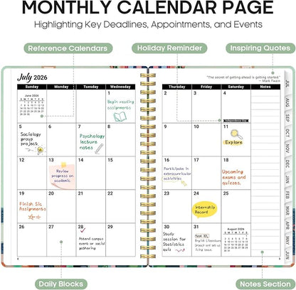 Planner 2026-2027, Monthly & Weekly Jul 2026-Jun 2027 Planner Calendar