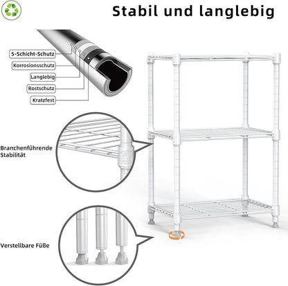 450 lbs Wire Storage Shelving 3-Tier Utility Shelving Unit Steel Organizer Wire Rack for Home,Kitchen,Office,White (11.8" D x 17.7" W x 26.4" H)
