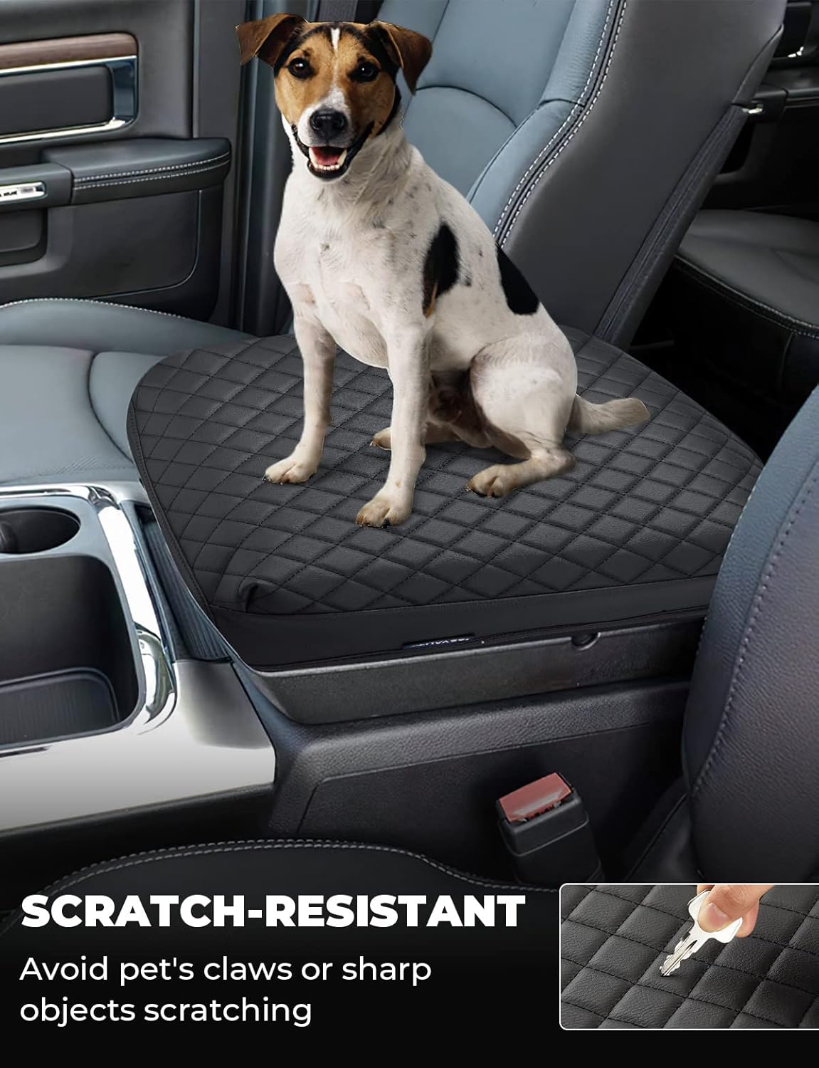 ISSYAUTO Center Console Cover Armrest lid Cover Compatible with 2009-2024 Ram, Leather Arm Rest Covering for Car, Well-Make Durable Middle Console Cover Armrest Box Protective Cover