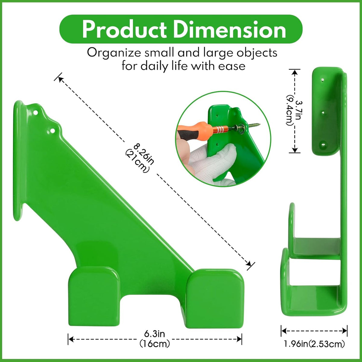 Chainsaw Hanger,1pcs Ideal for Adult Garage Tool Organizer. This Chainsaw Accessory Rust Proof Alloy Steel Construction with Powder Coating, Perfect Wall Mount Solution for Your Chainsaw.(green)