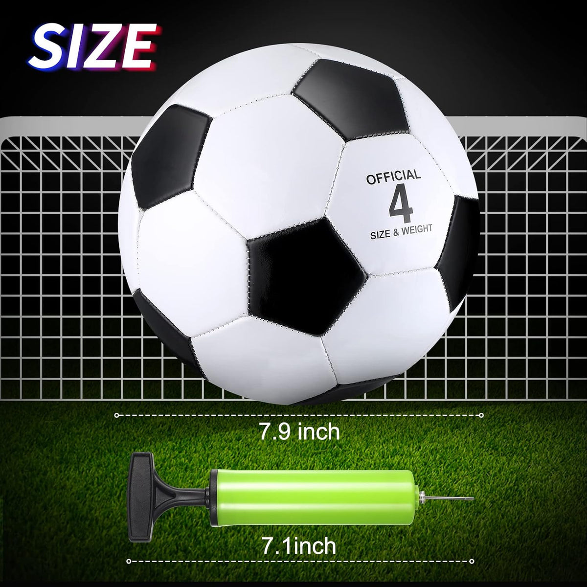 HyDren 4 Pack Soccer Ball with Pump Official Size 4/5 Deflated Soccer Balls Bulk for Outdoor Indoor Practice Training Sport Gift for Kids Boys Teen Youth Adult