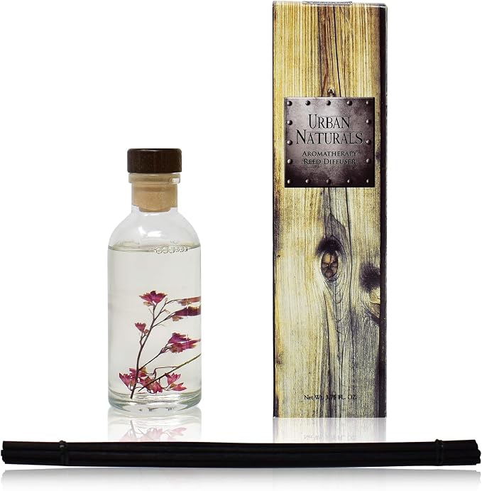Urban Naturals Amber & Lavender Reed Diffuser Scented Sticks Set | (Awaken + Renew) Mind & Body Aromatherapy Collection | Essential Oil Botanical Diffusing Room Scent