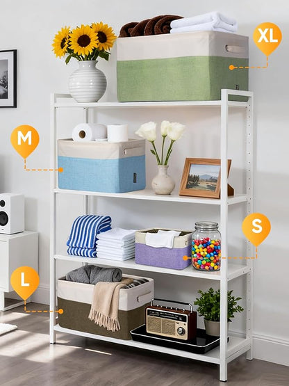 BALEINE 2 Pack Fabric Closet Storage Bins for Shelves, Linen Closet Organizers and Storage, Decorative Baskets for Organizing, Shelf, Clothes, Home, Office (Black, 14''x10''x8.5'')