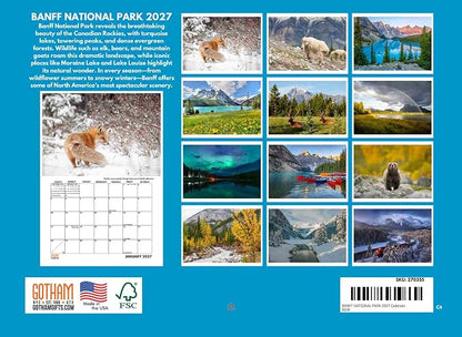 Banff National Park Calendar 2027 Canada Monthly Wall Calender 12 Month | American Made In The USA