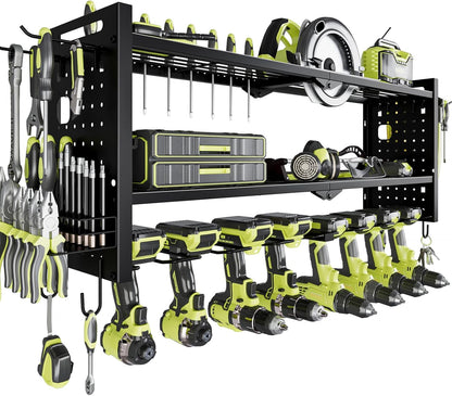 Power Tool Organizer Wall Mount,Cordless Drill Hanger Storage Rack 8 Drill Holder,3 Layers Heavy Duty Power Tool Storage Rack (Black)