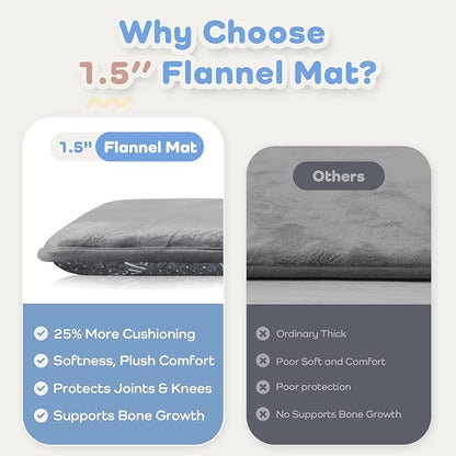 1.5" Thick Baby Play Mat for Floor 59x79 Soft Foam Mats, Dark Grey | Memory Mat for Baby to Play, Waterproof Easy Care with Non-Slip Tummy Time Play Mat for Nursery Playroom Classroom