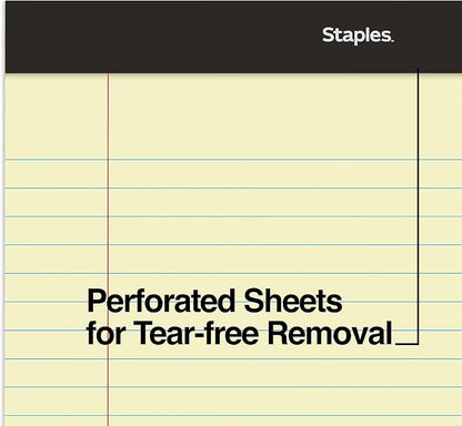 Staples Legal Pads, 8.5x11.75 Inch, Wide Ruled, Yellow, 12-Pack