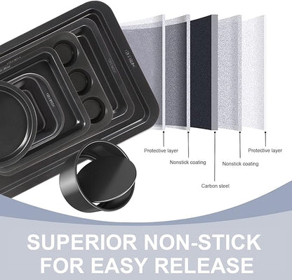 CHEFMADE Bakeware Set, 7-Piece Nonstick Kitchen Baking Set Carbon Steel Oven Bakeware