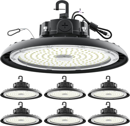 High Bay Lights 180W LED UFO Light LED Shop Lights 32400 LM 6000K IP65 Commercial Bay Lighting Fixture 5ft Cable Plug & Play for Warehouse Factory Garage Workshop Barn 6 Pack