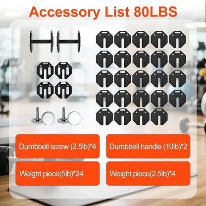 Adjustable Dumbbell Sets, Each 50/80/90/120LB Pairs Durable Steel Build, Free Weights Dumbbells Set of 2 with Anti-slip Handle, For Full Body Home Gym Workout Home Strength Training Equipment 50/80/90/120LBSX2