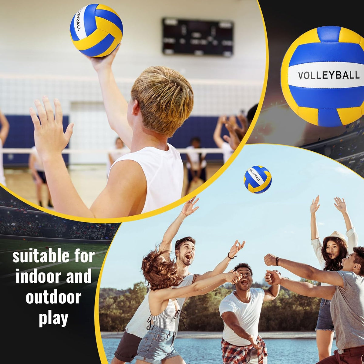 Jerify 4 Pcs Sport Balls Set Official Size Athletic Balls Include Soccer, Football, Basketball, Volleyball for Indoor Outdoor Game Teens Youth Adult Operation Christmas Ball Gifts