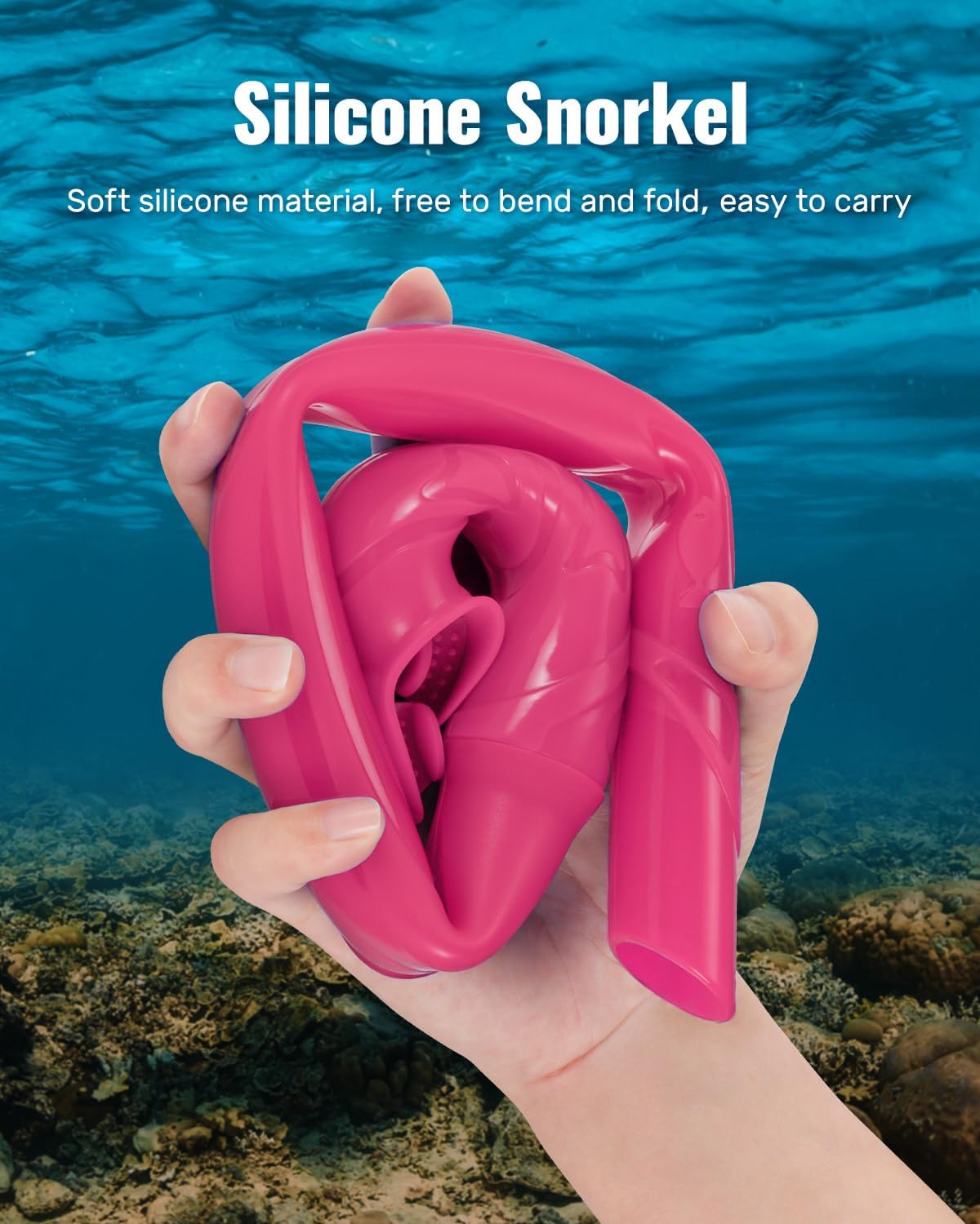 W WSTOO Adults Diving Snorkel Breathing Tube Silicone Flexible Foldable Snorkel Anti-Drop for Freediving Swim Training,Diving and Scuba Diving,Easy to Carry for Travel