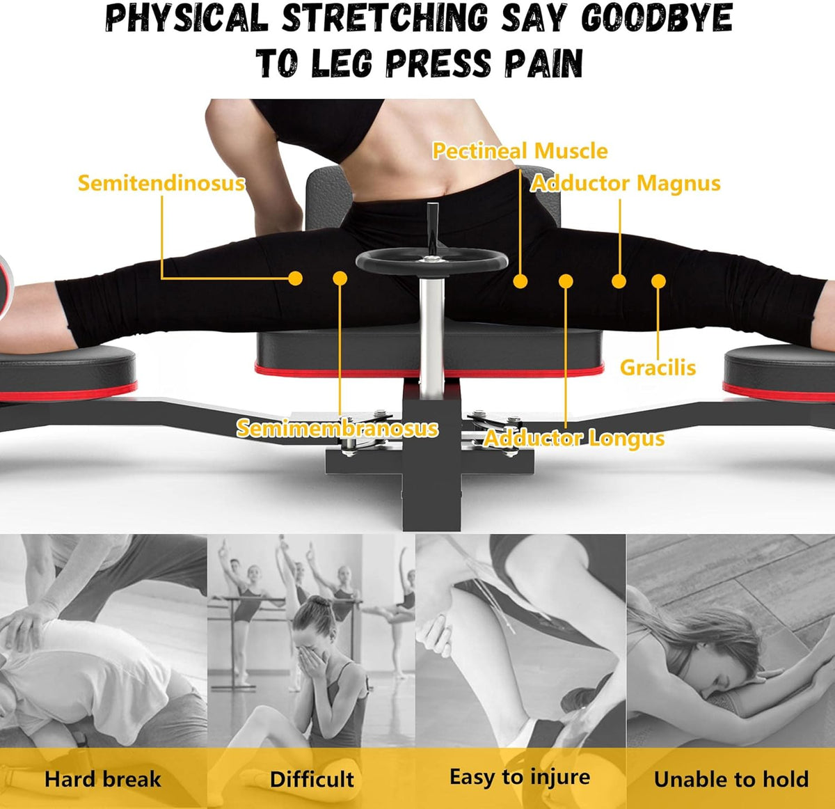 Rigel Leg Stretcher, 220LBS Leg Stretch Machine, Heavy Duty Steel Frame Equipment Splits Machine, Leg Stretching Training Machine for Home Gym Split Machine Training Fitness