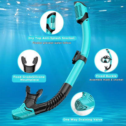 2 Pack Snorkeling Gear for Adults, Dry Snorkel, Mask Set Adult, Diving Scuba Mask, Scuba Gear, Swimming Goggles with Nose Cover, Swim Freediving Tempered Glass Panoramic View Travel Packages