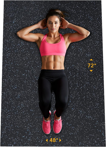 Rubber King Multi-Purpose Exercise Mat - 100% Recycled Thick Rubber Mat for Home Gym Flooring, Non-Slip, Low-Odor Durable Workout Mat for Indoor/Outdoor, Shoe-Friendly