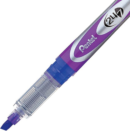 Pentel 24/7 Chisel Tip Liquid Highlighter, Violet Ink, Box of 12 (SL12-V)