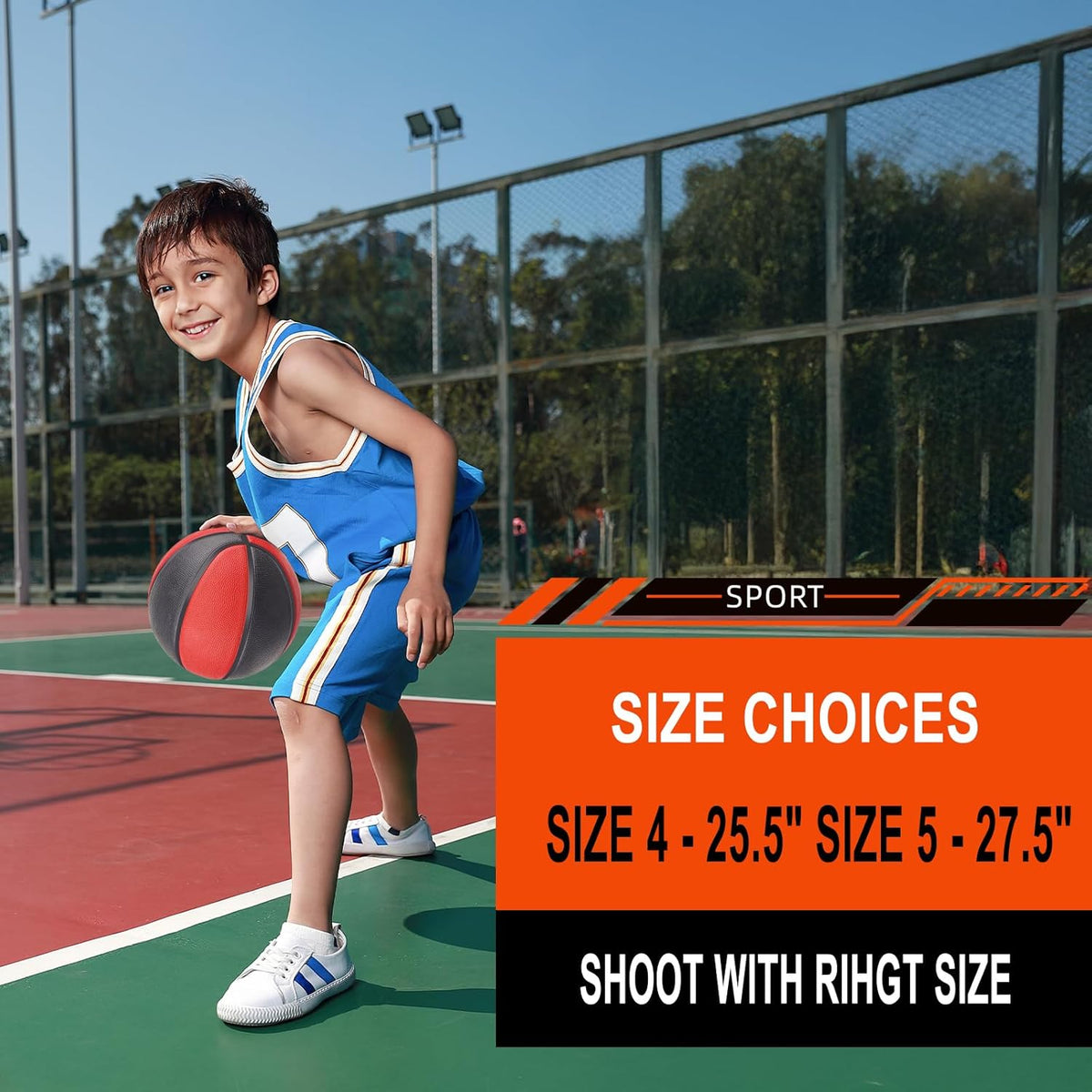 Kids Youth Basketball Size 4/5, 25.5"/27.5" Basketball for Boys and Girls Indoor Outdoor Play