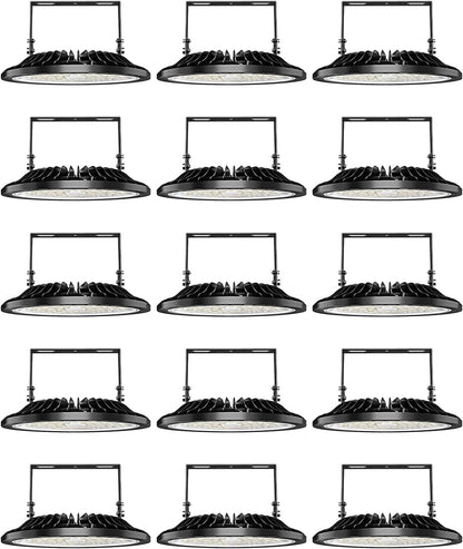 Viugreum High Bay LED Shop Lights, 200W UFO LED High Bay Light 20,000LM 120V LED High Bay Lights 5000K Daylight, Alternative to 900W MH/HPS for Garage Workshop Barn Factory Warehouse - 15 Pack