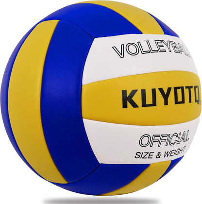 KUYOTQ Official Size 5 in&Outdoor Beach Volleyball,3MM Thickened Surface Soft Leather Youth Womens Mens Volleyball for Game Gym Training(Deflated)