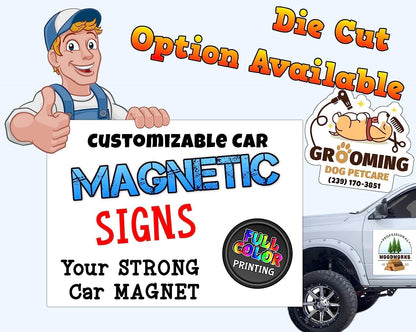 Personalized Car Magnet Sign | Customized Logo for Your Car Van Truck | Advertise Your Business | Professionally Printed | Photo Text