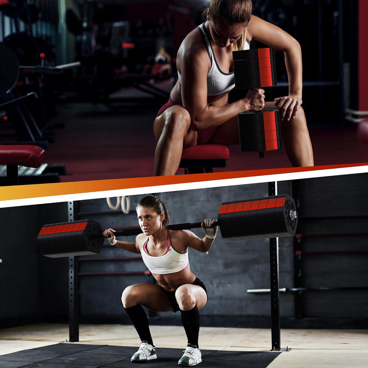 VIVITORY Dumbbell Sets Adjustable Weights, Free Weights with Connector, Non-Rolling Adjustable Dumbbell Set, Barbell for Home Gym, Hexagon, Cement Mixture