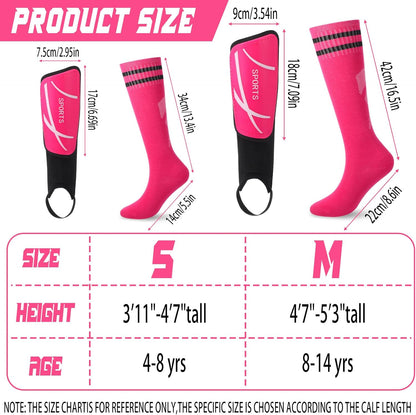 Soccer Shin Guards and Socks Kids Youth Lightweight Soccer Pads Defender with Ankle Protection Ski Shin Guards Football Equipment for Age 4-14 Toddler Boys Girls Teens