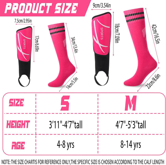 Soccer Shin Guards and Socks Kids Youth Lightweight Soccer Pads Defender with Ankle Protection Ski Shin Guards Football Equipment for Age 4-14 Toddler Boys Girls Teens