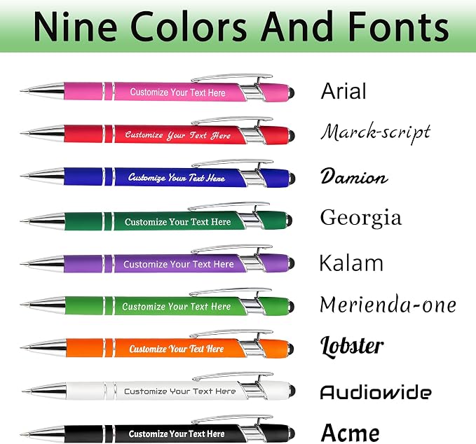 Qingxily Up to 300 Pcs Custom Pens Bulk,Personalized Pens with Free Engraving,Customized Stylus Ballpoint Pens with Your Name,Text,Message for Business,Graduation,Anniversaries-Colorful Pens 120 Pcs