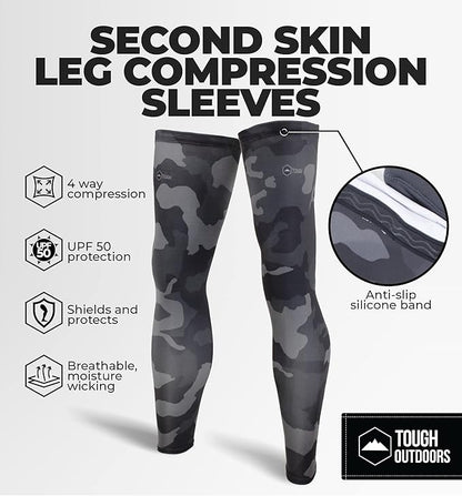 Tough Outdoors Leg Compression Sleeve - Leg Sleeves for Men & Women - Compression Calf Sleeves - Basketball Football Cycling