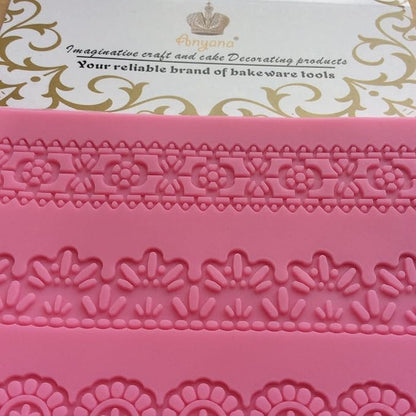 Embossing Mat Lace Band Silicone imprint Fondant impression Sugar Paste Mould Cake Decoration Tools Kitchen chocolate Sugar Paste Baking Mold Cookie Pastry