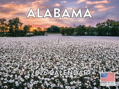 Alabama Calendar 2026 Wall 12 Month Monthly AL Scenic Souvenirs Themed Gifts | American Made In The USA