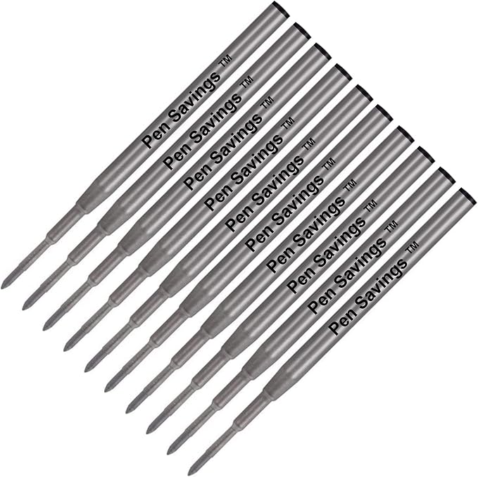 10 Pack, Pen Savings Ballpoint Pen Refills Compatible with Montblanc Twist Style Ballpoint Pens, Medium Point (Bulk Packed) (Black)