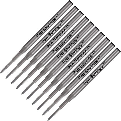 10 Pack, Pen Savings Ballpoint Pen Refills Compatible with Montblanc Twist Style Ballpoint Pens, Medium Point (Bulk Packed) (Black)
