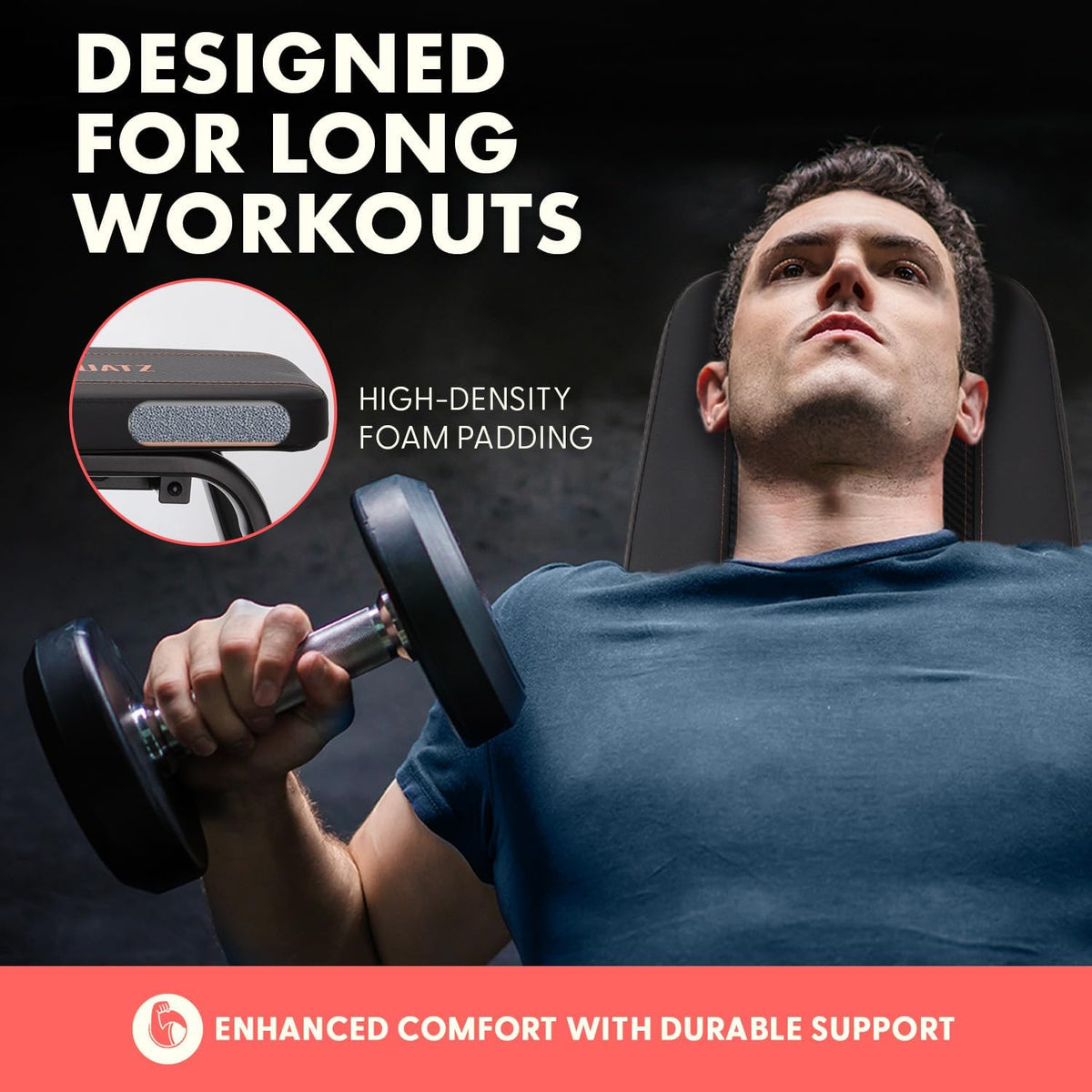 SQUATZ Adjustable Bench for Home Gym - Versatile Weight Bench for Men & Women - Ergonomic Workout Bench for Bench Press & Full Body Exercise - Heavy-Duty Steel, Non-Slip Design