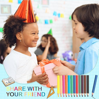 Spakon 96 Pcs Colored Pencil Bulk, 12 Colors, 3.5 Inch Short Fat Pencil