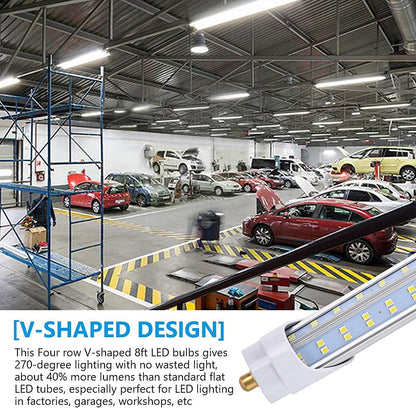 10 Pack,8 Foot LED Bulbs, 150W 19000lm 5000K Daylight, Super Bright, T8 T10 T12 LED Tube Lights, V Shape, FA8 Single Pin LED Lights, Clear Cover, 8 Foot LED Bulbs to Replace Fluorescent Light Bulbs