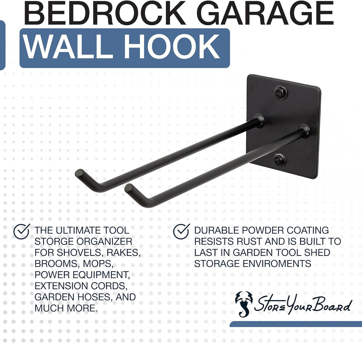 StoreYourBoard Tool Max Single Storage Rack, Wall Mount Home and Garage Hook, Steel Gear Organizer and Hanger