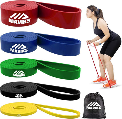 Exercise Resistance Bands for Working Out Set of 5 for Women and Men, Stretch Bands for Exercise, Physical Therapy, Arms Legs Workout, Stretching, Home Fitness