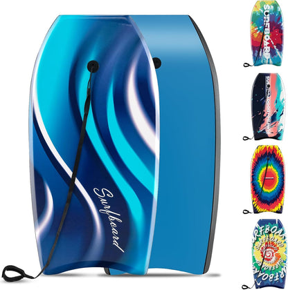 KOTEK 33/37/41 Inch Body Board with Wrist Leash, EPS Core, Dual Channel, HDPE Slick Bottom, Bodyboard for All Skill Levels & Wave Conditions