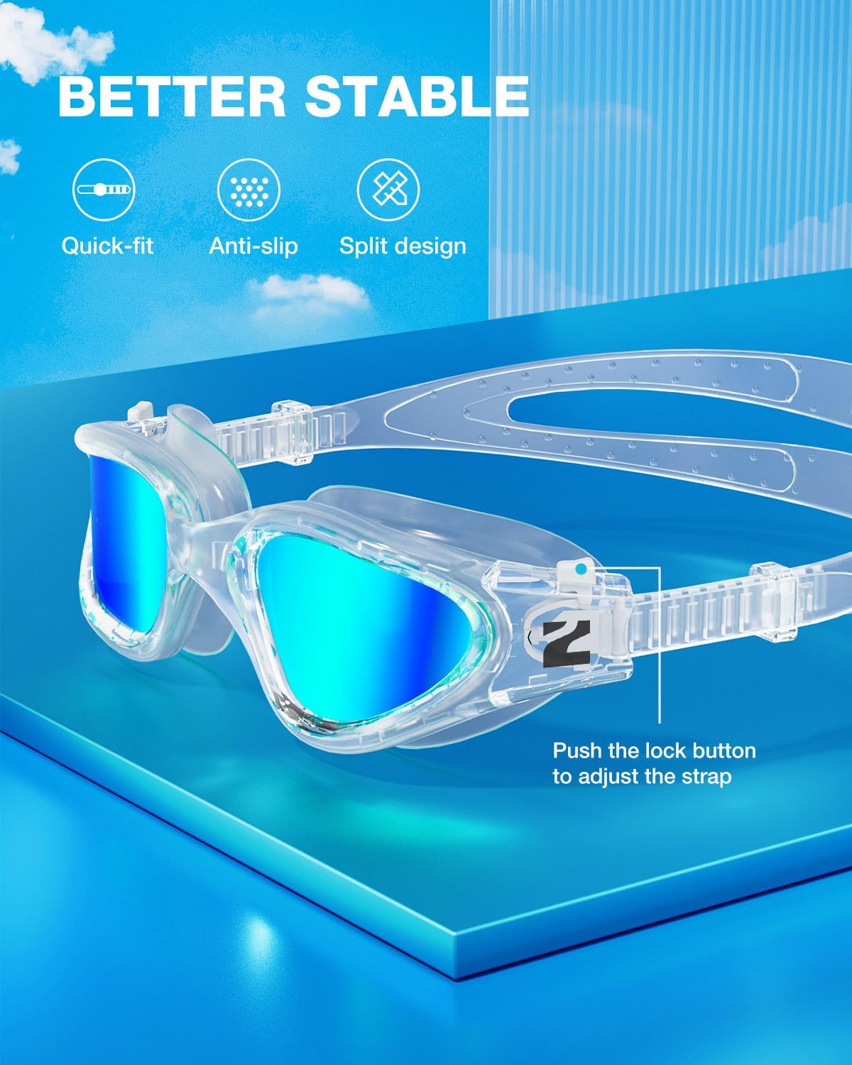 ZIONOR Swim Goggles, G1 SE Swimming Goggles Anti-fog for Adult Men Women