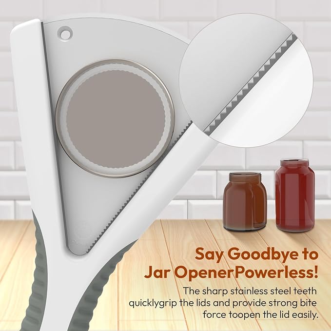 Jar Opener for Seniors, Ideal Bottle Opener, Easy Grip Jar Opener & Under Cabinet Car Opener Effortless to Unscrew Any-Sized Lid, Essential Kitchen Gadgets for Weak Hands or Arthritis