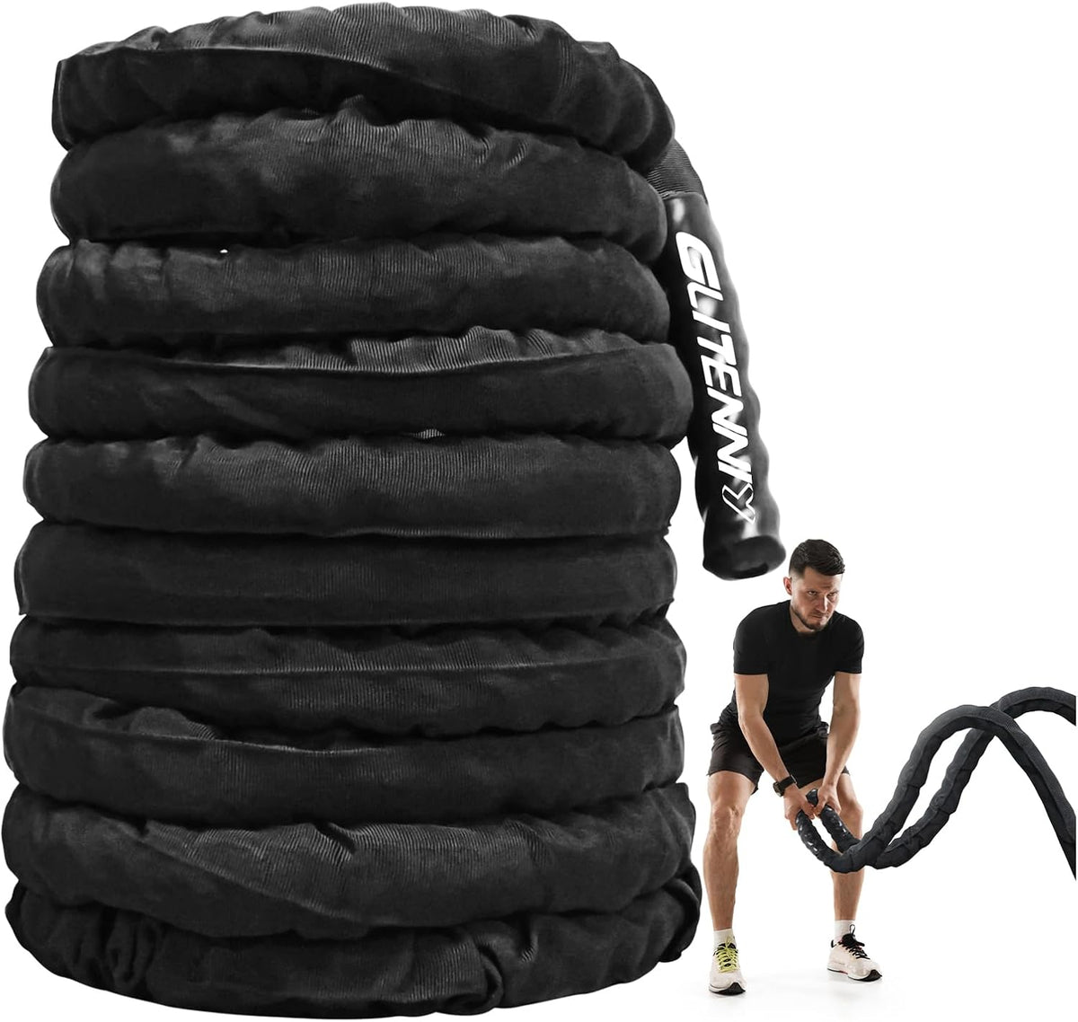 Battle Ropes Black Workout Rope 1 inch Battle Ropes for Home Gym 30ft Exercise Ropes for Working Out Heavy Ropes for Exercise Training Weighted Rope Weighted Workout Rope Battle Rope