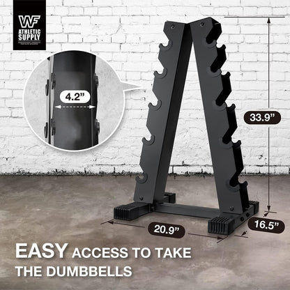 WF Athletic Supply Rubber Encased Hex Dumbbells with Rubber Grip Contoured Handle for Muscle Toning, Strength Building & Full Body Workout