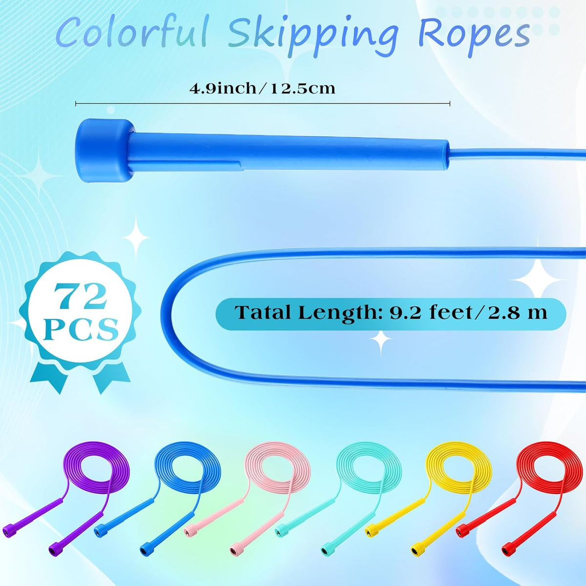 72 Pcs PVC Jump Ropes for Fitness 9.2 ft Adjustable Skipping Rope Versatile Unbreakable Speed Rope with Plastic Handles for Women Men Kids Endurance Training Cardio Exercise Workout