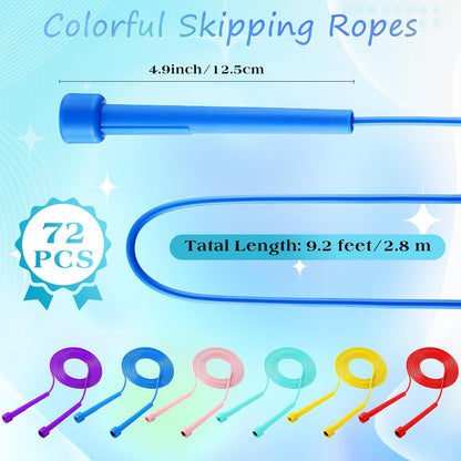 72 Pcs PVC Jump Ropes for Fitness 9.2 ft Adjustable Skipping Rope Versatile Unbreakable Speed Rope with Plastic Handles for Women Men Kids Endurance Training Cardio Exercise Workout