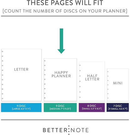BetterNote COVER 9-Disc Planner Lightweight Durable MEDIUM Prism