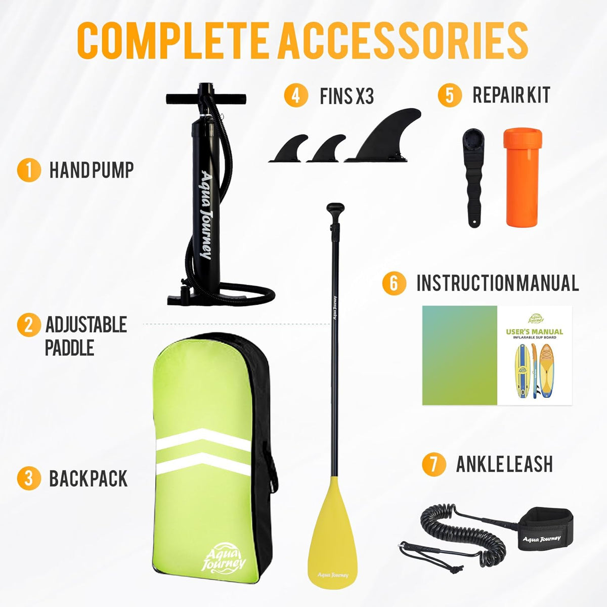 10'6"Inflatable Stand Up Paddle Board Ultra Portable-Lightweight & Stable|All-in-One Kit w/Aluminum Paddle, Dual-Action Pump & Backpack|Lakes & Oceans Ready for Family Recreation by Aquajourney