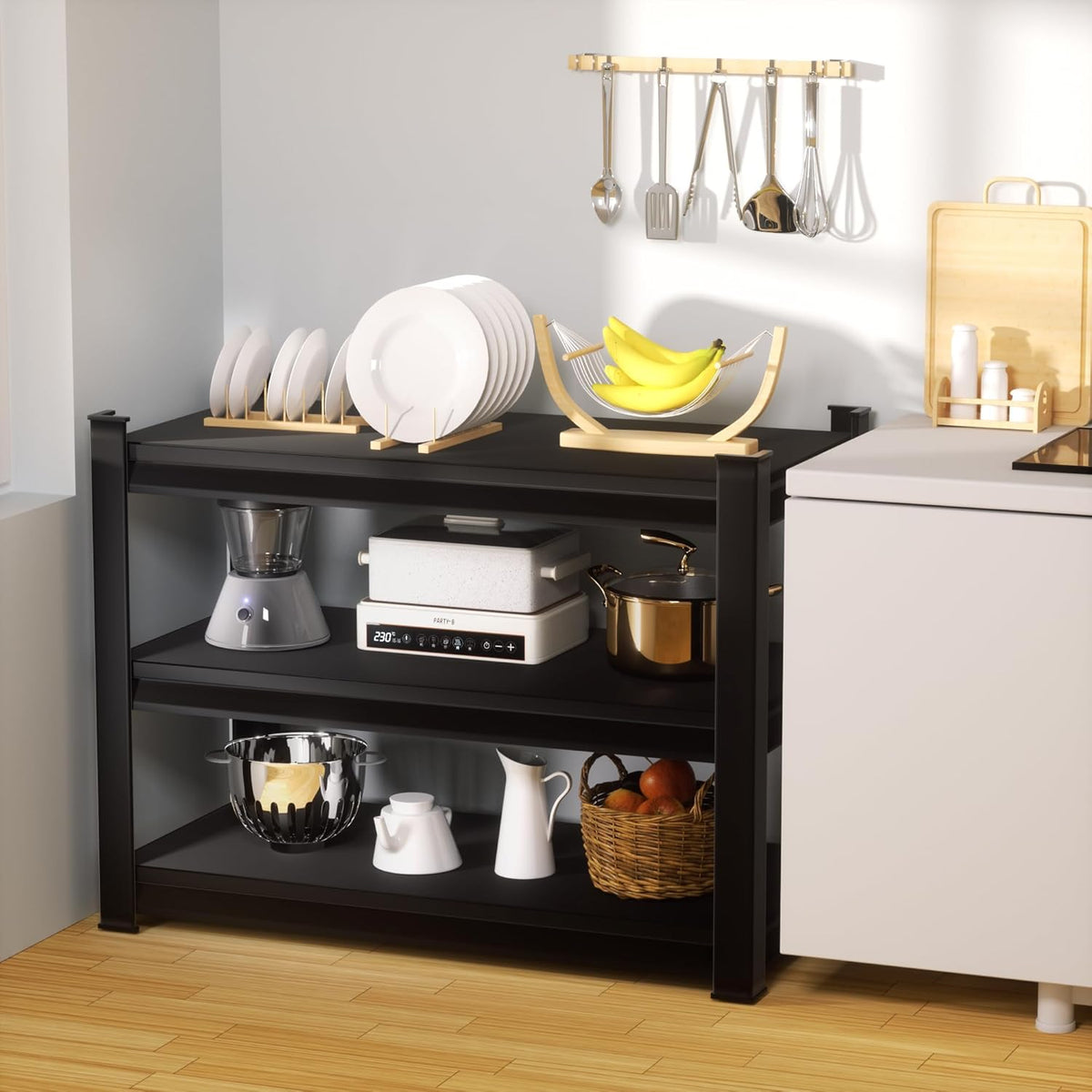 1350LBS Garage Storage Shelves Heavy Duty, 40" W x 16" D x 36" H,3-Tier Garage Shelving Heavy Duty, Industrial Metal Shelving Units for Basement,Fish Tank,Black