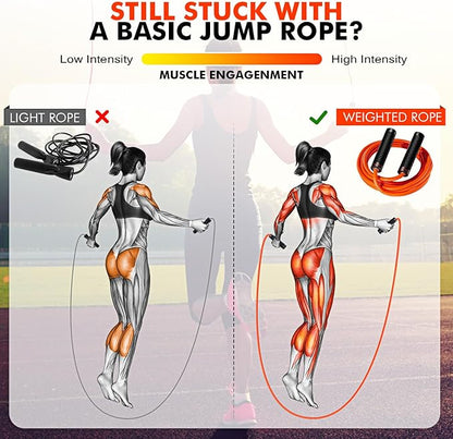 KUTIZE Jump Rope, Weighted Jump Rope for Men Women, Adjustable 1lb Heavy Skipping Ropes, Suitable for Boxing, Cardio, Home Fitness, Training Muscle, Home Gym Workout Equipment for Full Body Exercise